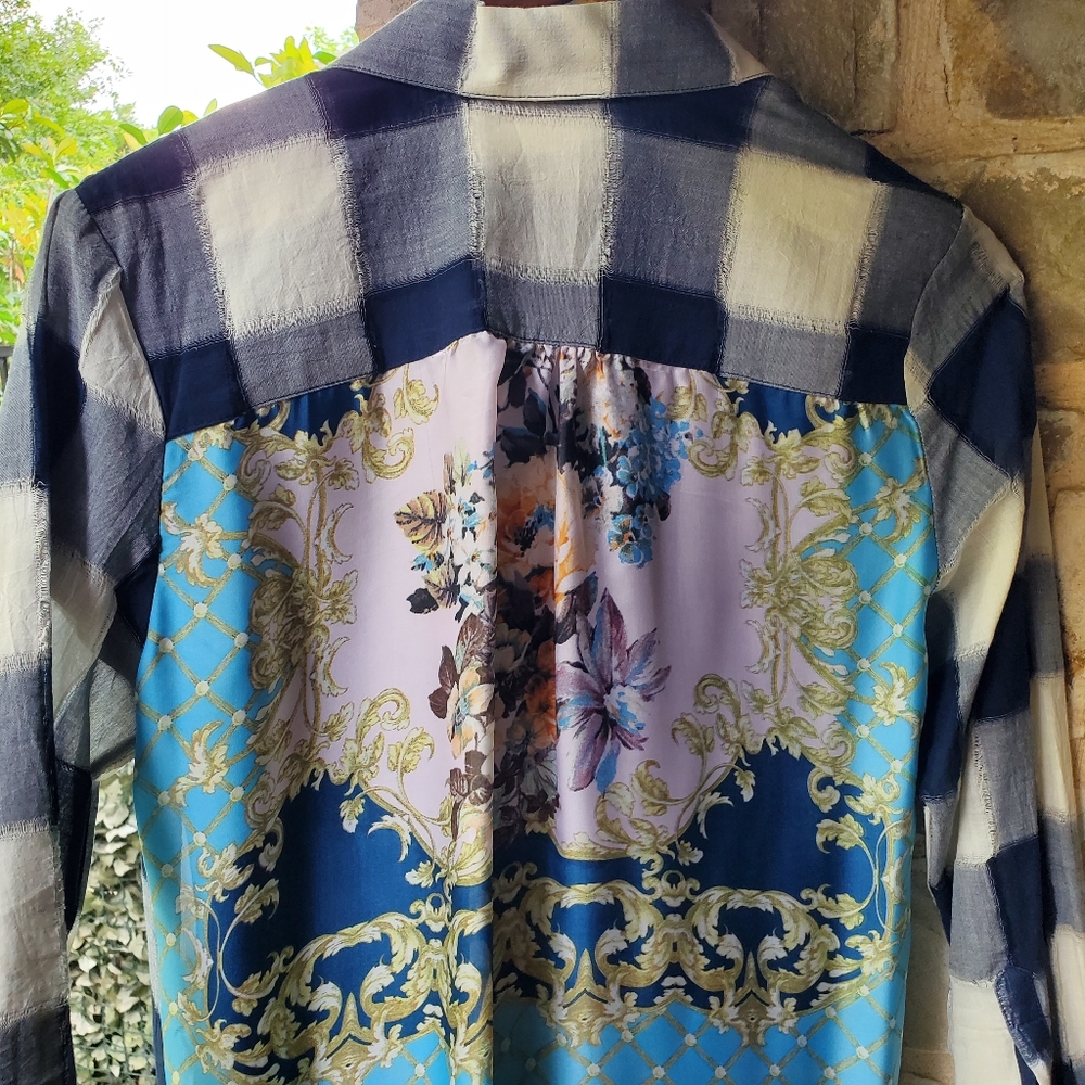 EUC Soft Surroundings Floral Plaid Tunic  XS